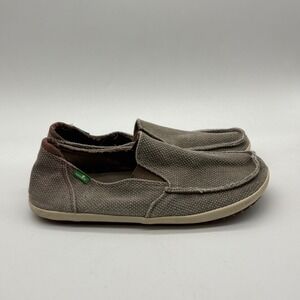 Sanuk Vagabond Mens 8 Grey Canvas Casual Slip On Comfort Shoes 1015927